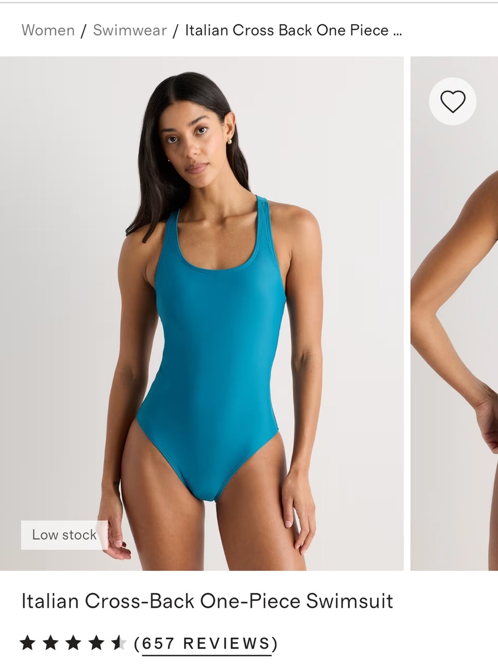 Quince Teal Italian Cross-Back One-Piece Swimsuit